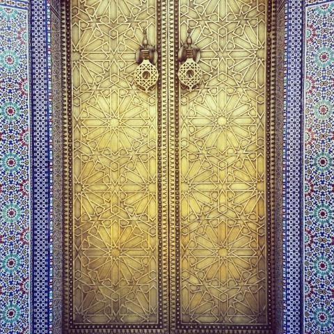 A vert detailed designed door in Morocco