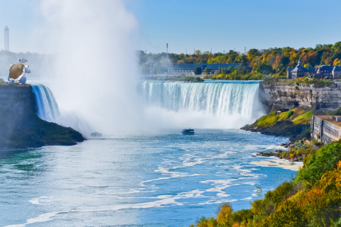 Niagara Falls with blastoise Pokemon on the side