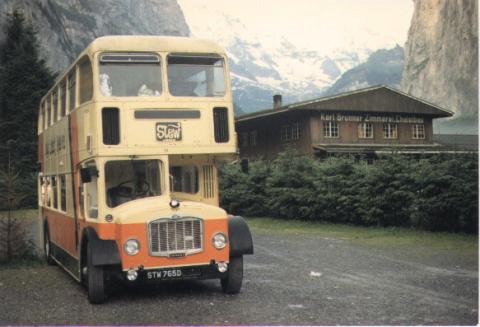 A topdeck bus in Lauterbrunnen in 1988