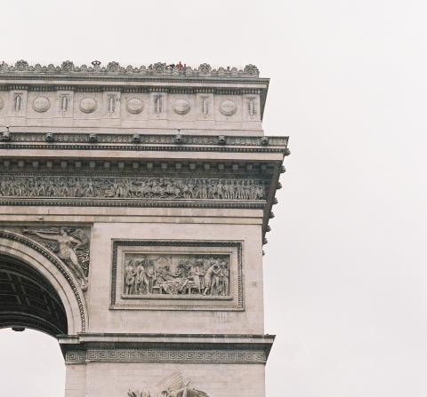 Close up of the corner of the Arc de Triomphe 