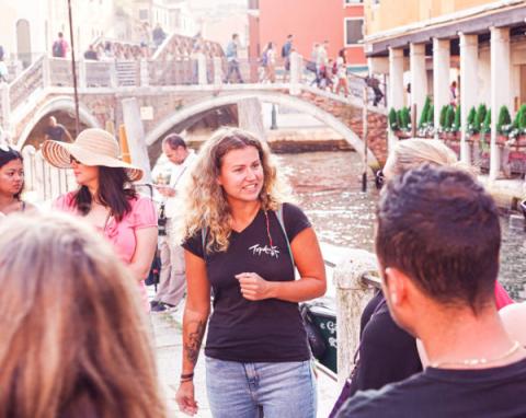 A topdeck trip leader in Venice