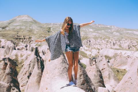 woman standing in turkey cappadocia