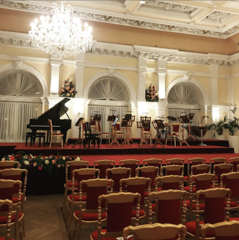stage and seats for an orchestra