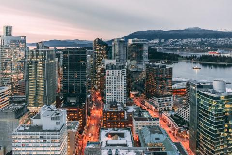 Tall city buildings in Vancouver 
