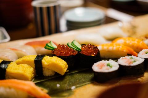 a platter of sushi 