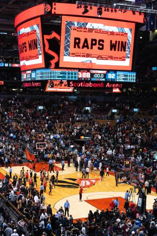 The World Champion Toronto Raptors playing basketball in Toronto