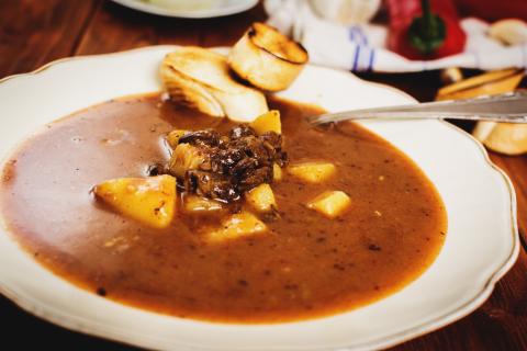 A plate of goulash