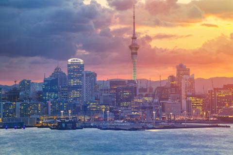 Auckland skyline at sunset