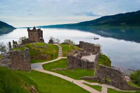 Loch ness mountains and castle