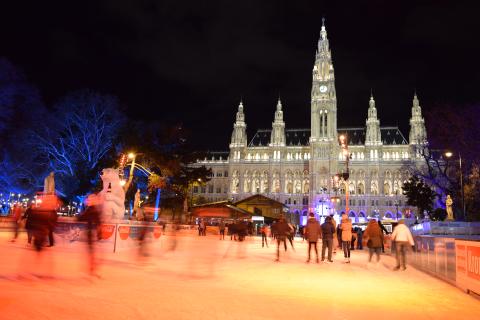 People ice skating in Vienna