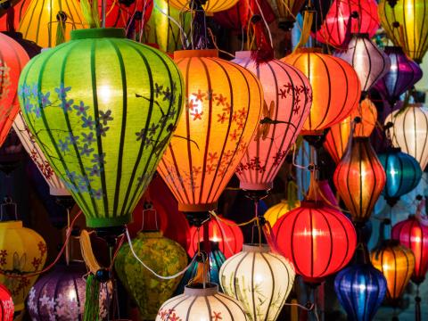 Brightly colored lanterns in Vietnam