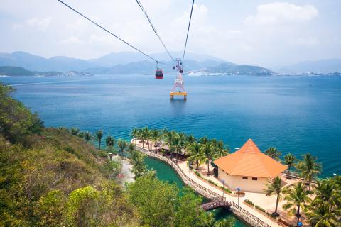 A cable car over the city of Nha Trang in Vietnam