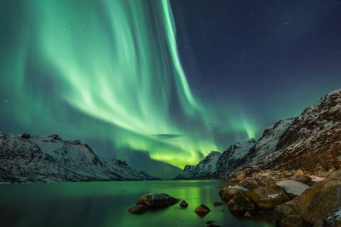 The green northern lights in Iceland