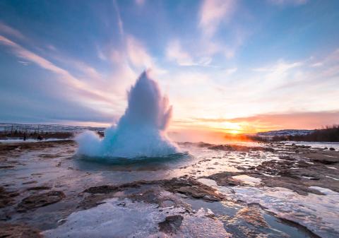A hot spring exploding in Iceland