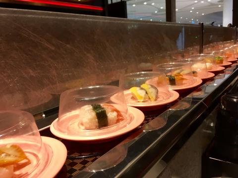 Sushi on a conveyor belt
