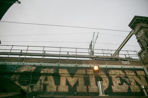 Close up of 'Camden' on a wall