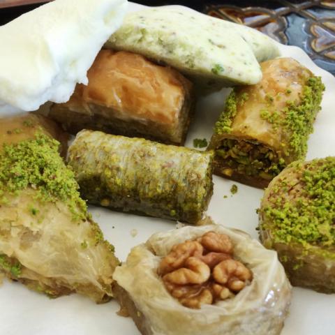 A close up of Turkish mezze