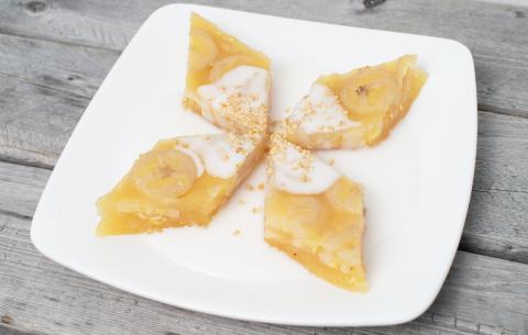 A plate of Banh Chuoi Banana Cake