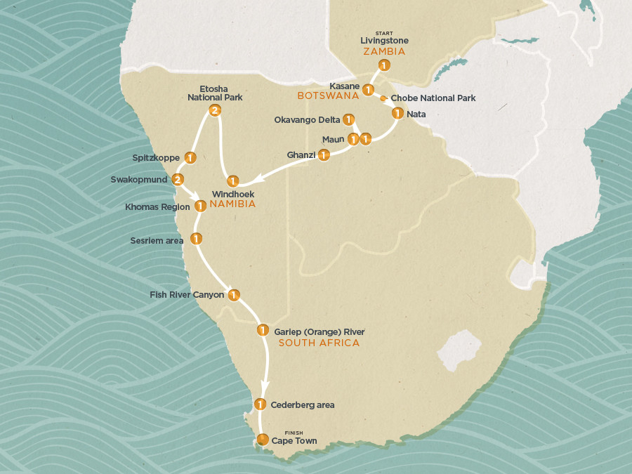 Map of South West Safari 2019 | BRT