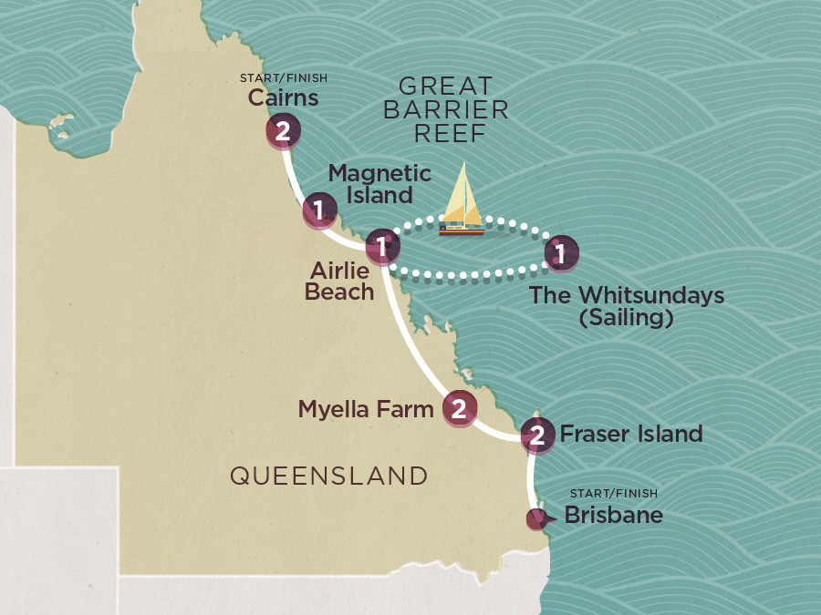 Map of Tropical Adventure (Ex Cairns) 2020-21 | Topdeck
