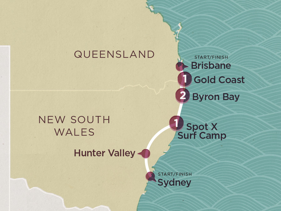 Map of Ultimate Surfari (Ex Brisbane) 2020-21 | Topdeck