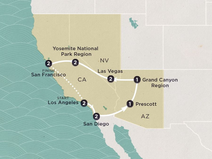 Delve Deep: USA West Coast map