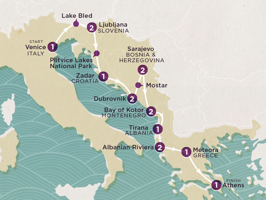 Play & Pause: Southeastern Europe Highlights map.