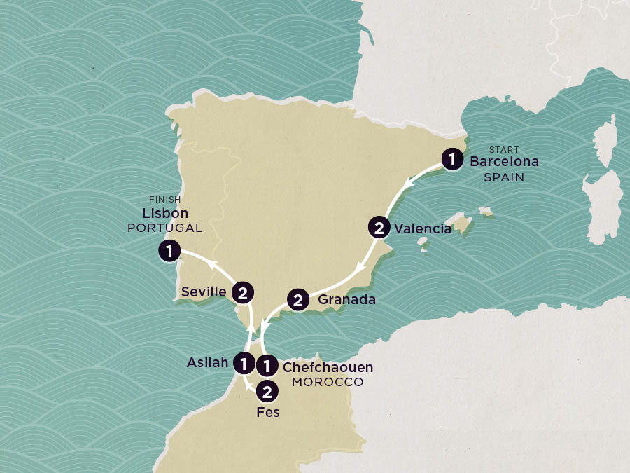 Delve Deep: Spain, Portugal and Morocco Map