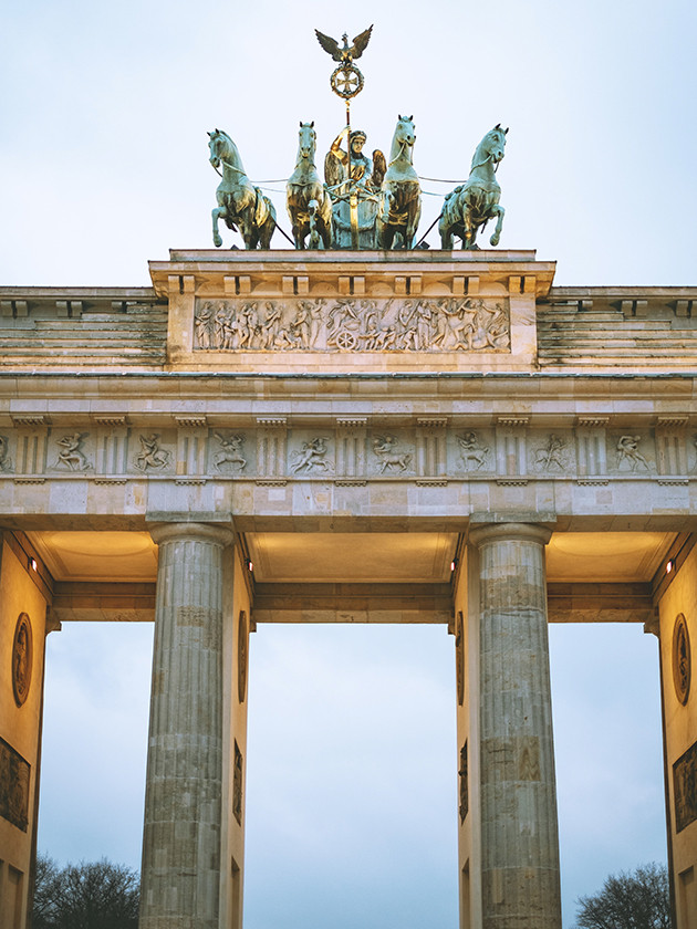 A view of the famous Brandenburg Gate in Berlin.