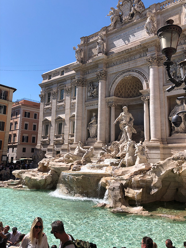 A view of the famous Trevi Fountain in Rome.