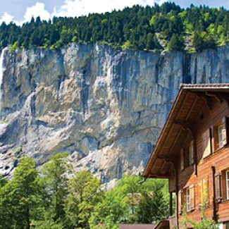 A traditional Wooden cabin in the Swiss Alps