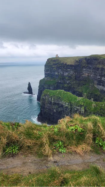 Landscape view of the Cliffs of Moher in Ireland.