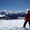 a man skiing in a snowy mountain