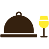 Icon of a serving tray with a wine glass.