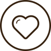 A black and white cartoon icon of a heart