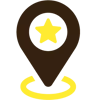 Icon of a location pin with a star in the center.