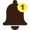 Icon of a bell with the number one in a circle in the top right corner.